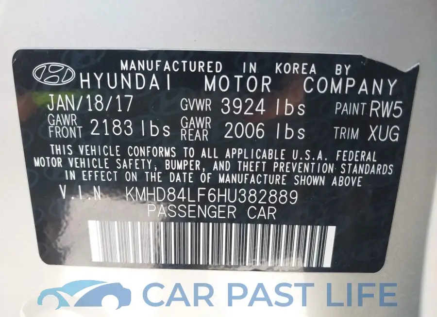 KMHD84LF6HU382889# 9