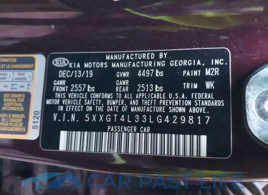 5XXGT4L33LG429817# 9