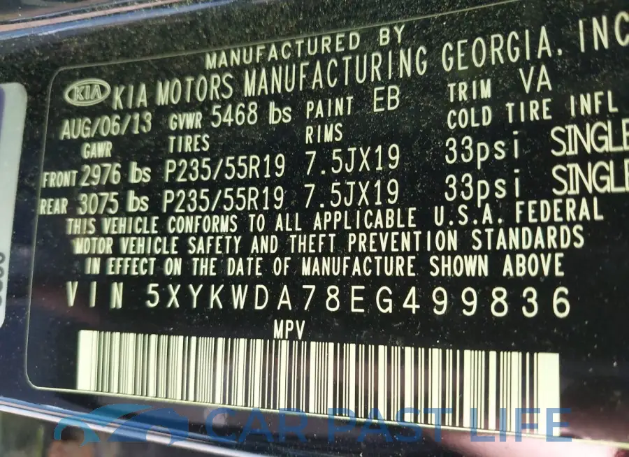 5XYKWDA78EG499836# 9