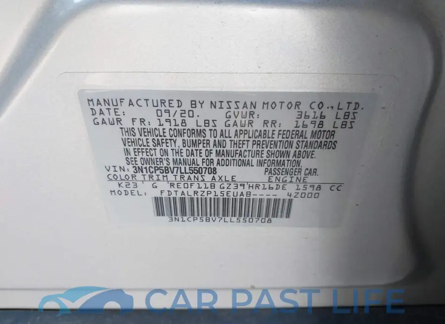 3N1CP5BV7LL550708# 9