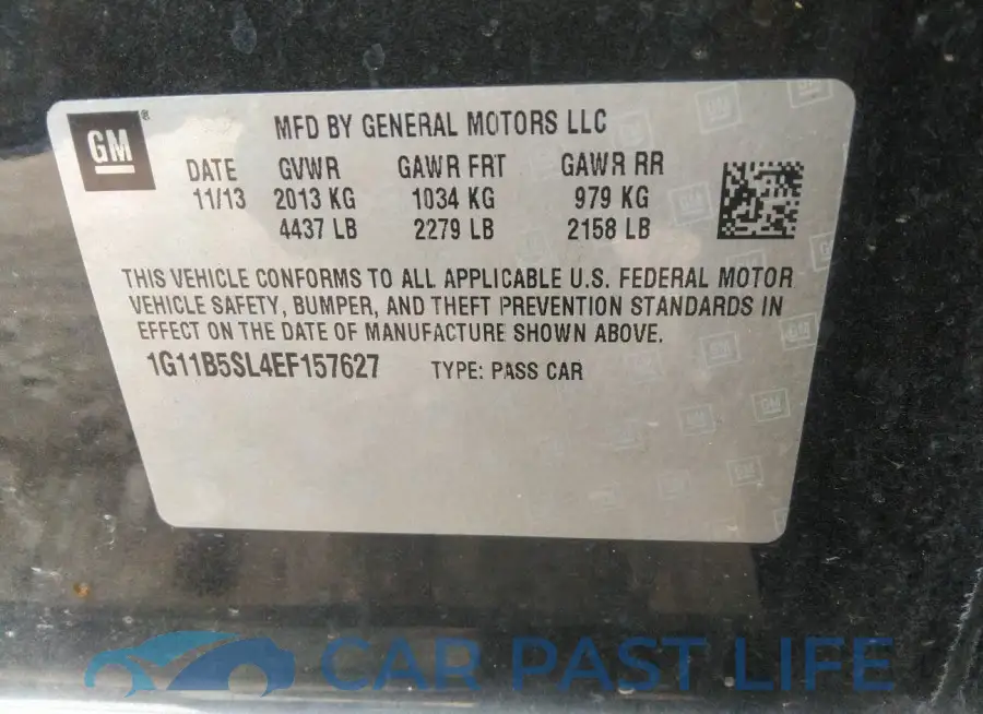 1G11B5SL4EF157627# 9