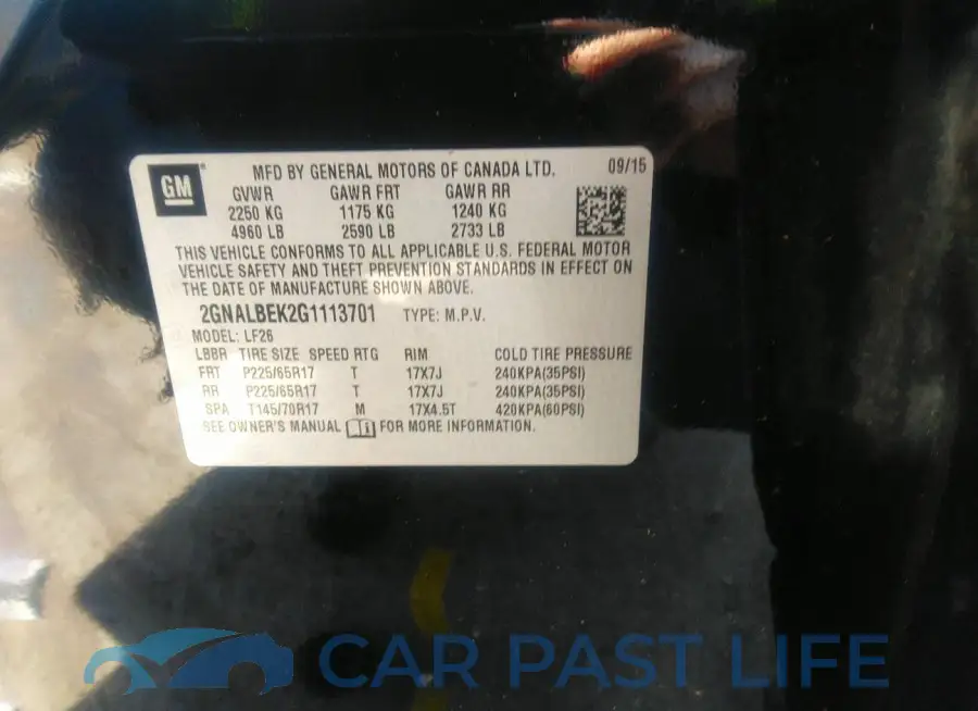 2GNALBEK2G1113701# 9