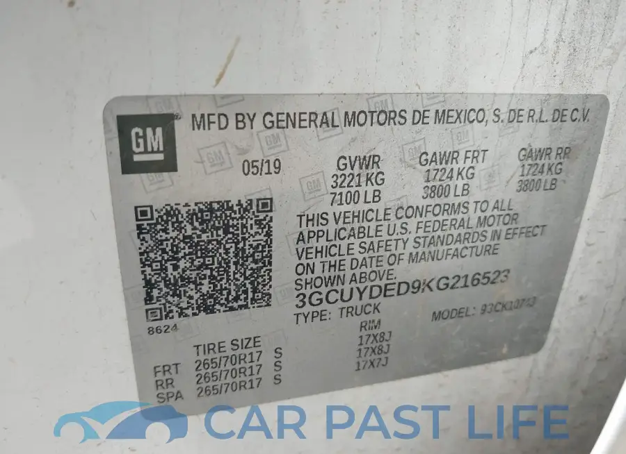3GCUYDED9KG216523# 9