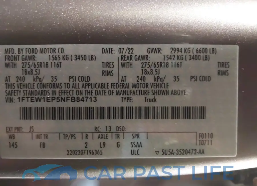 1FTEW1EP5NFB84713# 9