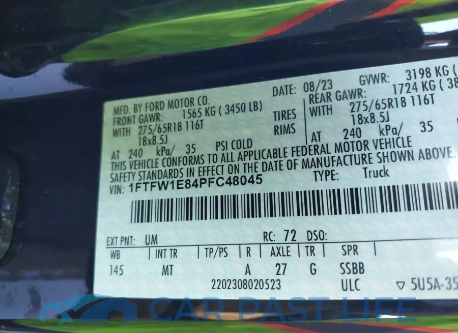 1FTFW1E84PFC48045# 9
