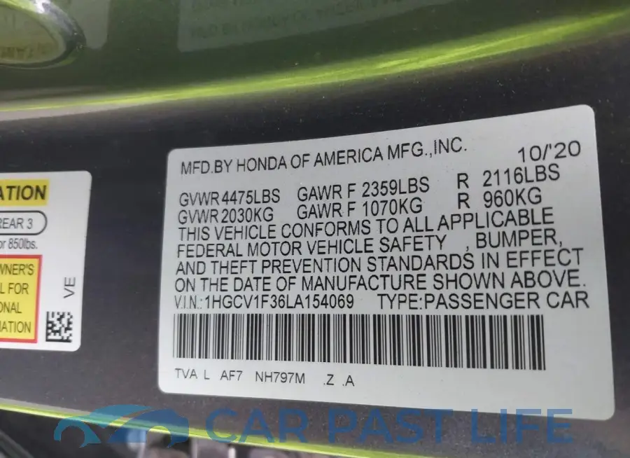 1HGCV1F36LA154069# 9
