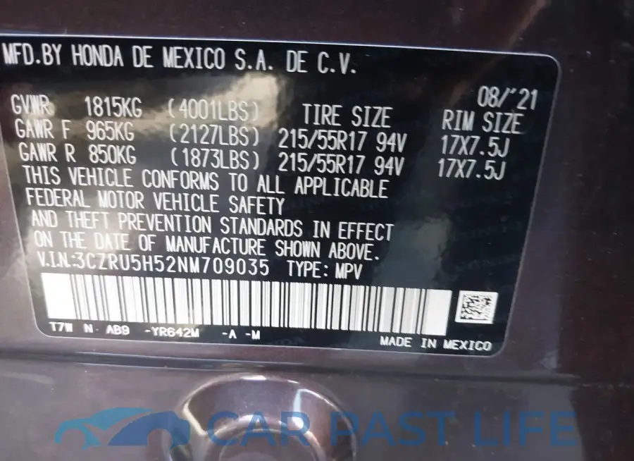3CZRU5H52NM709035# 9