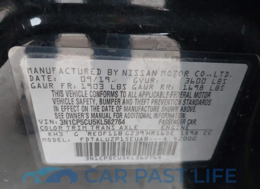 3N1CP5CU5KL562764# 9