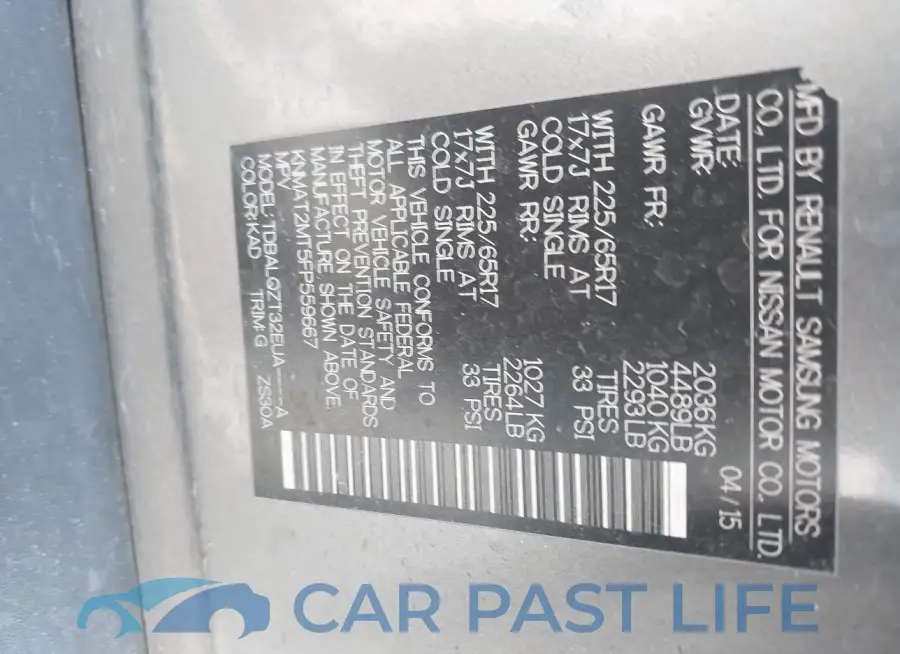 KNMAT2MT5FP559667# 9