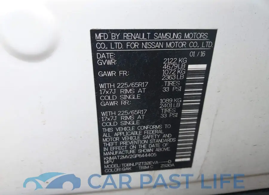 KNMAT2MV2GP644405# 9