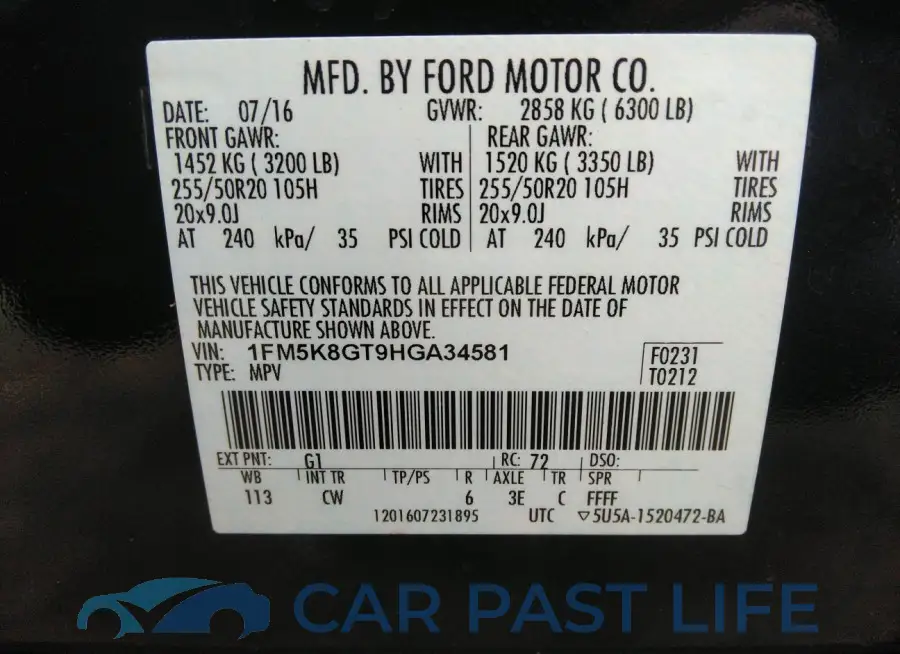 1FM5K8GT9HGA34581# 9