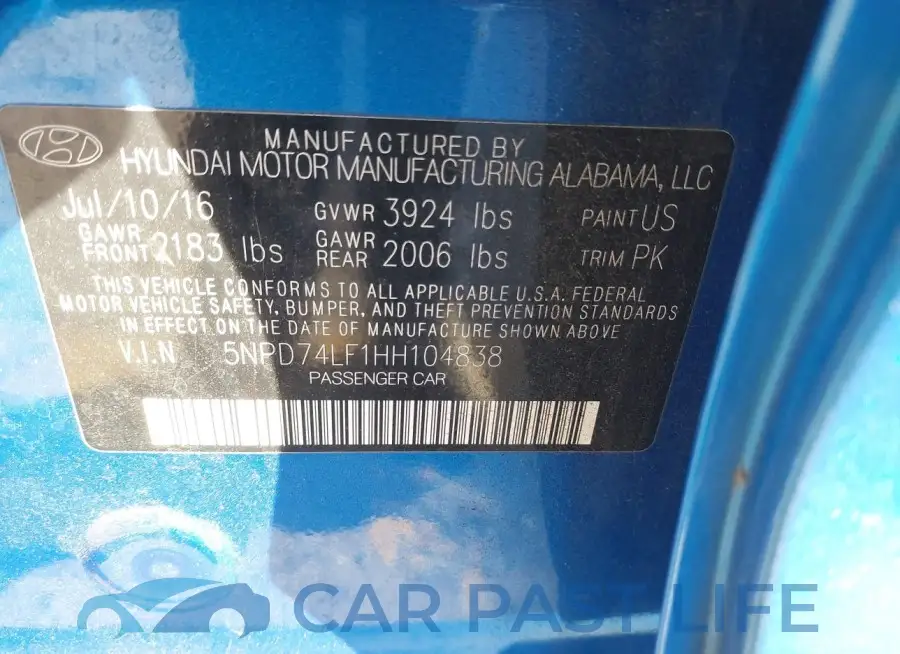 5NPD74LF1HH104838# 9
