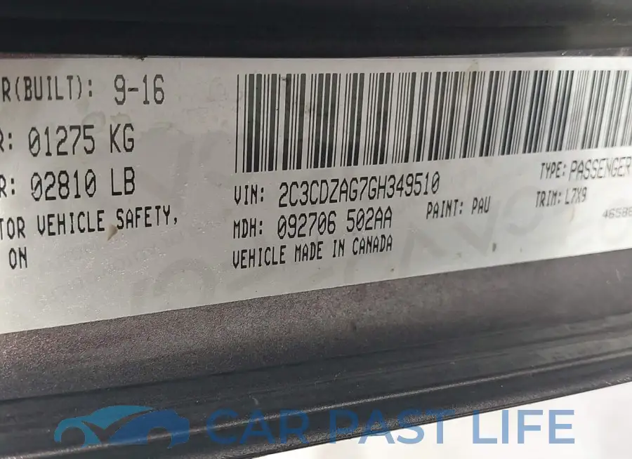 2C3CDZAG7GH349510# 9