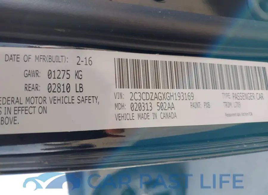 2C3CDZAGXGH193169# 9