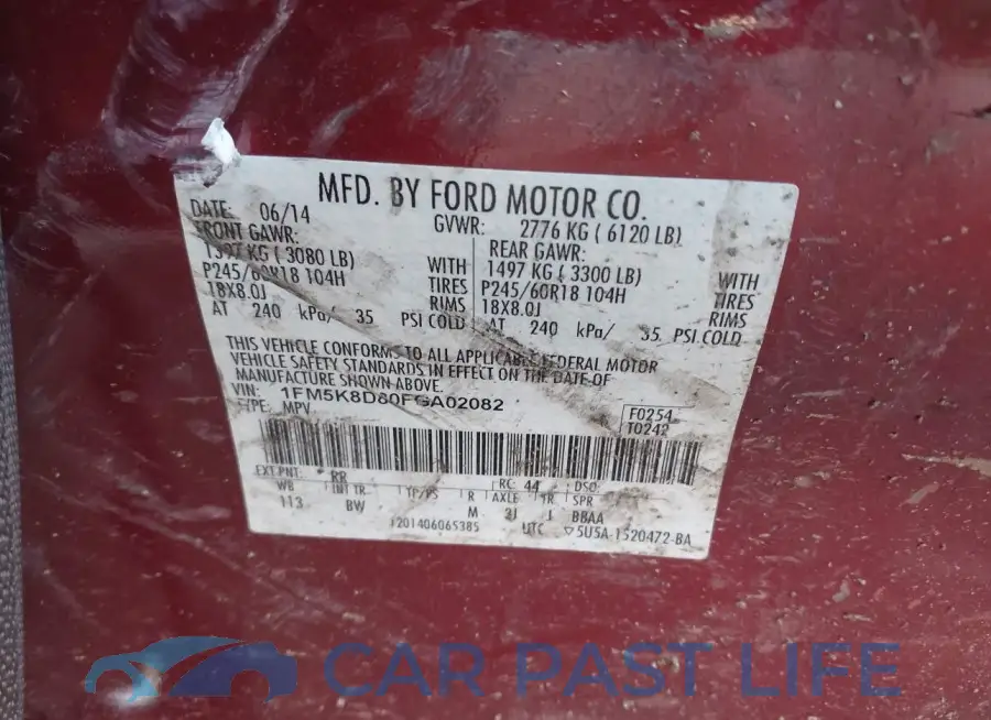 1FM5K8D80FGA02082# 9