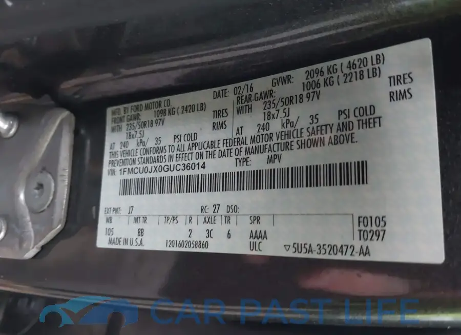 1FMCU0JX0GUC36014# 9