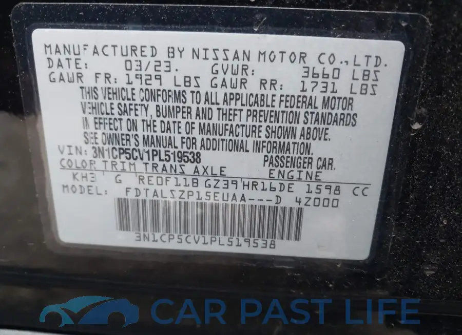 3N1CP5CV1PL519538# 9