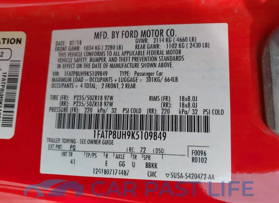 1FATP8UH9K5109849# 9