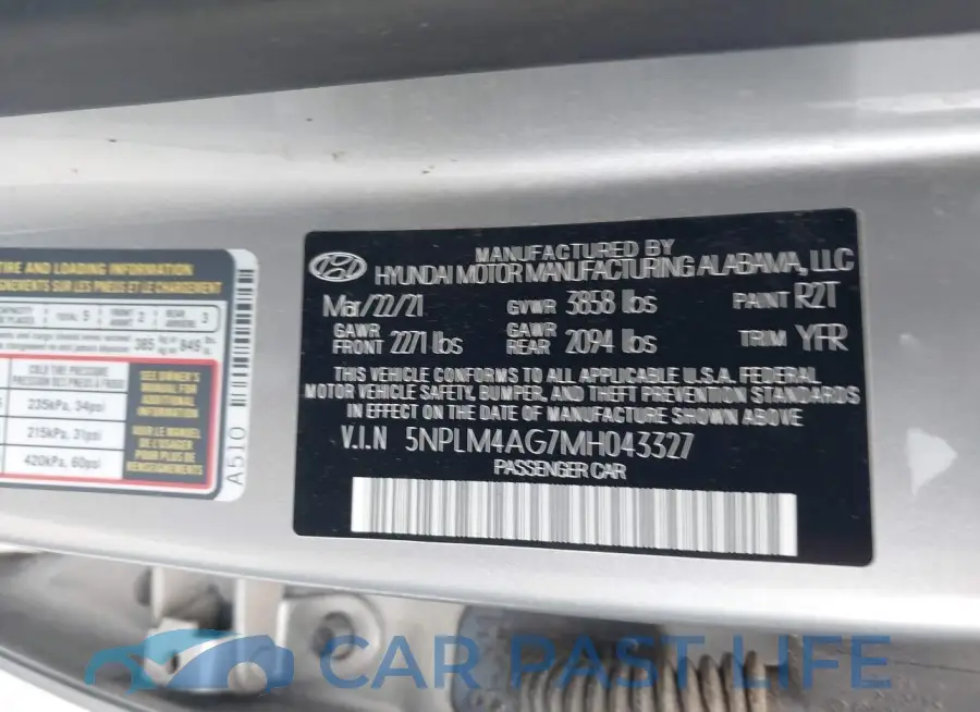 5NPLM4AG7MH043327# 9