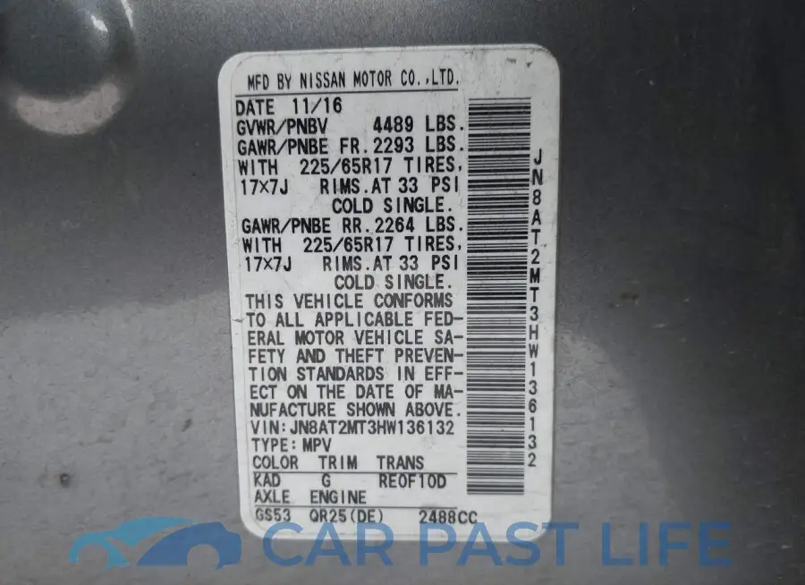 JN8AT2MT3HW136132# 9