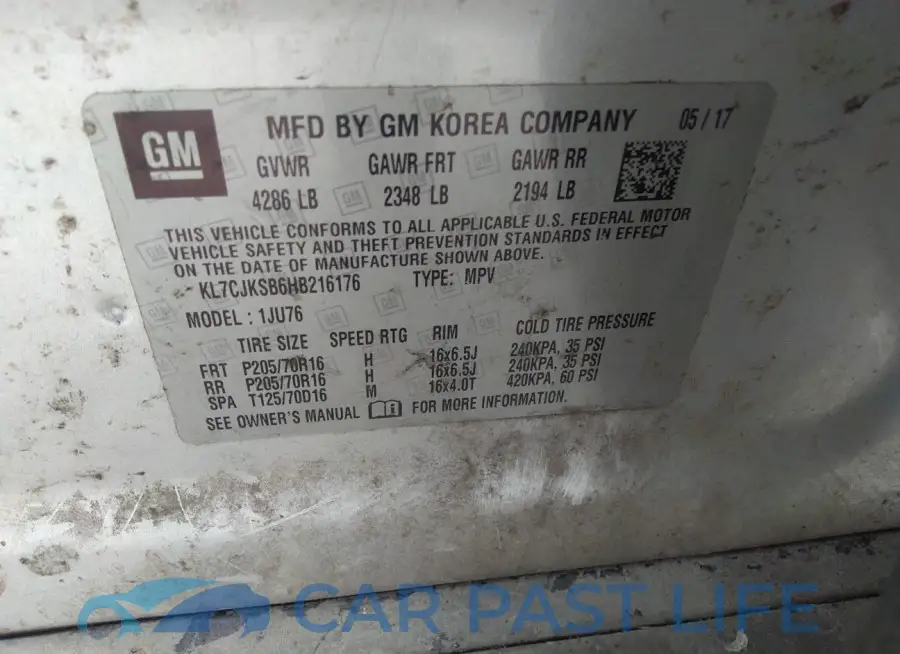 KL7CJKSB6HB216176# 9