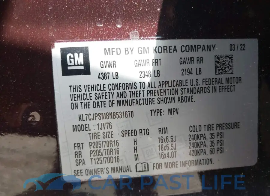 KL7CJPSM8NB531670# 9