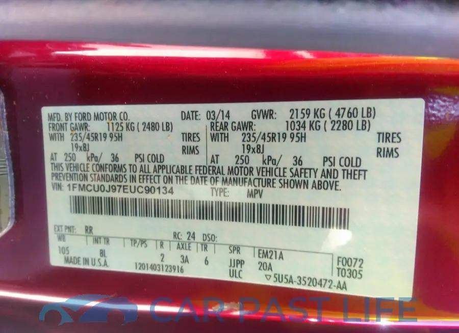 1FMCU0J97EUC90134# 9