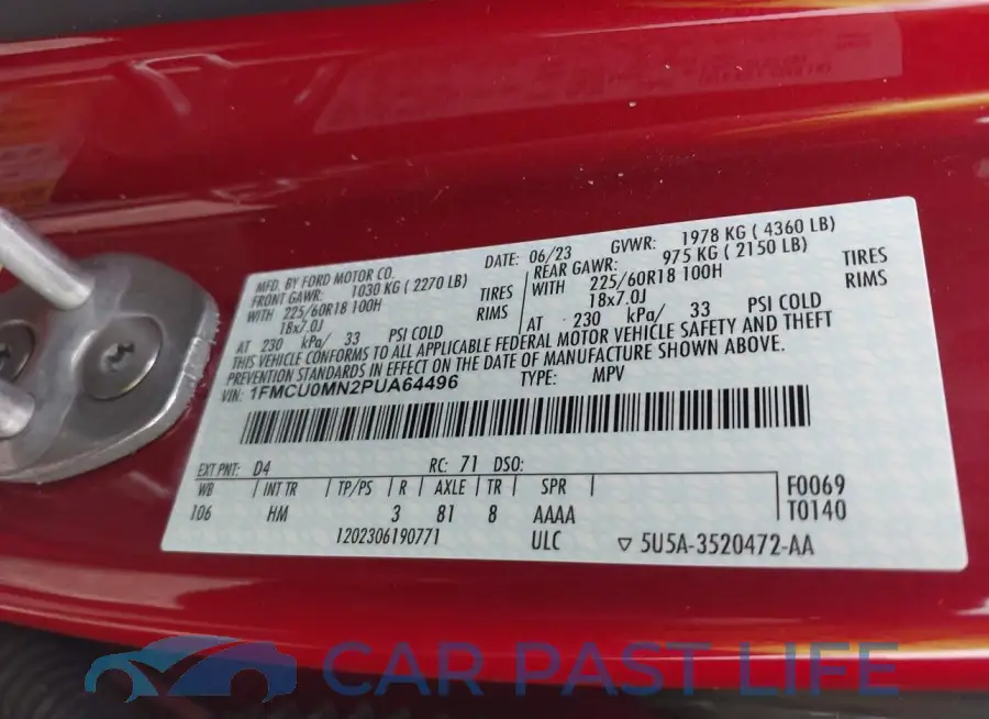 1FMCU0MN2PUA64496# 9