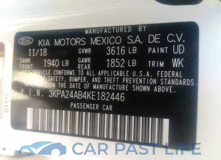 3KPA24AB4KE182446# 9