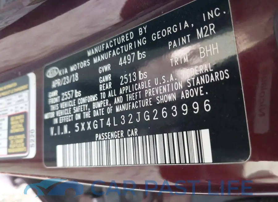 5XXGT4L32JG263996# 9