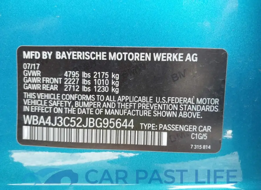 WBA4J3C52JBG95644# 9