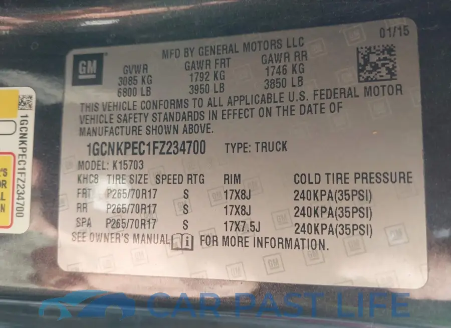 1GCNKPEC1FZ234700# 9