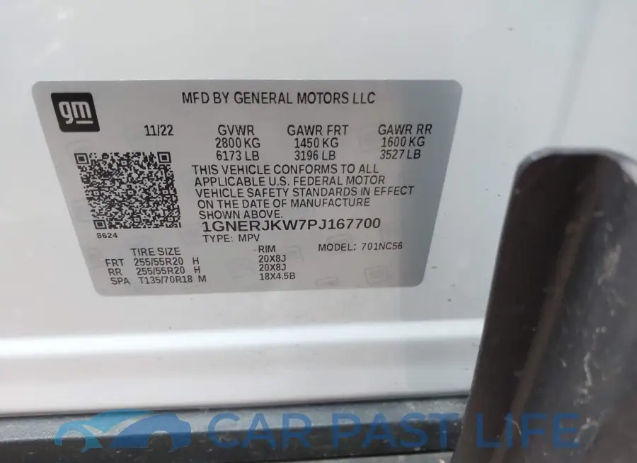 1GNERJKW7PJ167700# 9