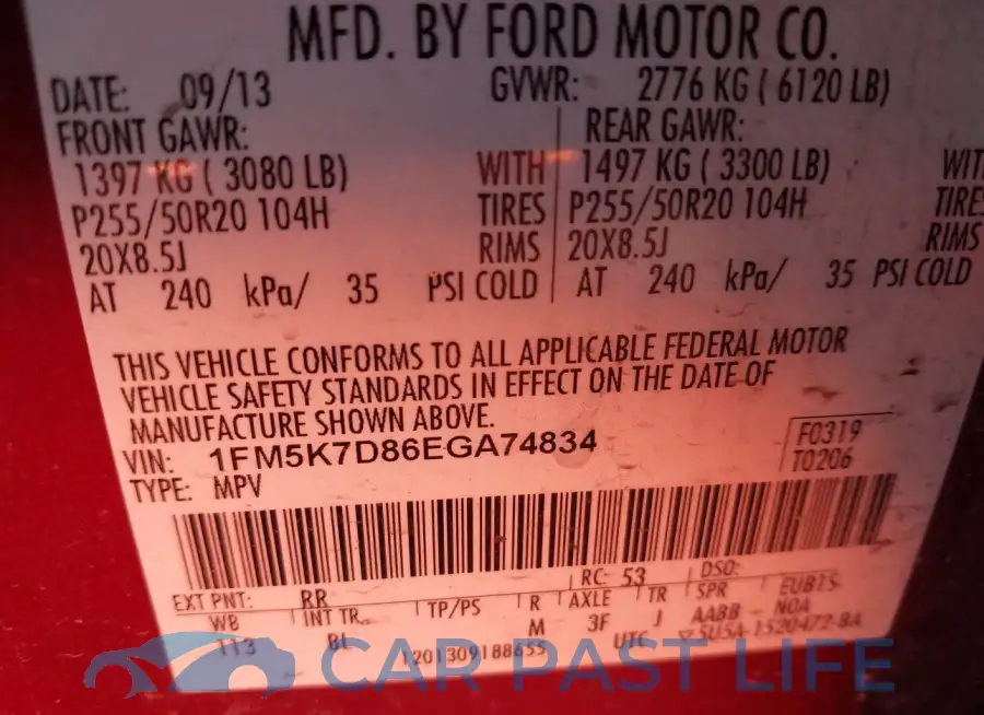 1FM5K7D86EGA74834# 9