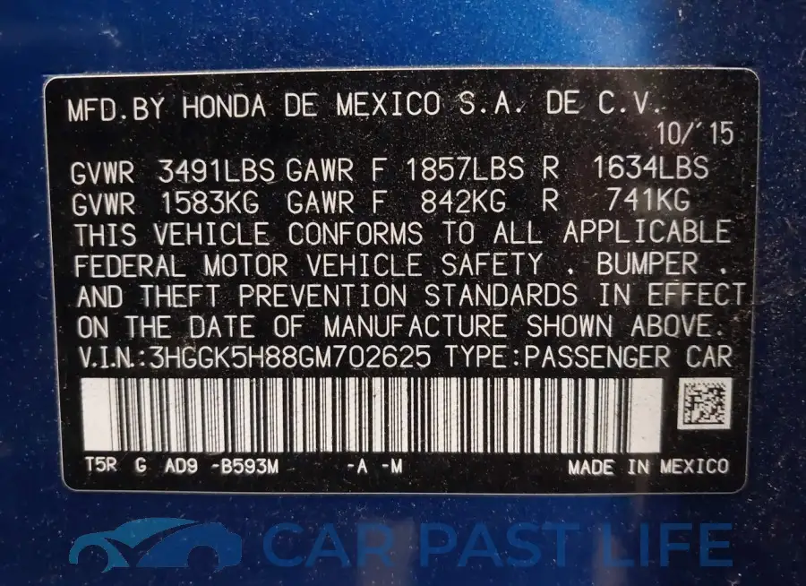 3HGGK5H88GM702625# 9