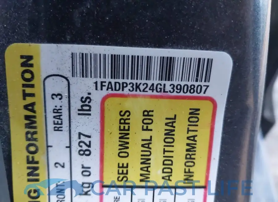 1FADP3K24GL390807# 9