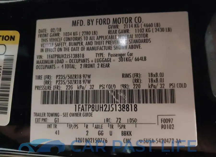 1FATP8UH2J5138818# 9