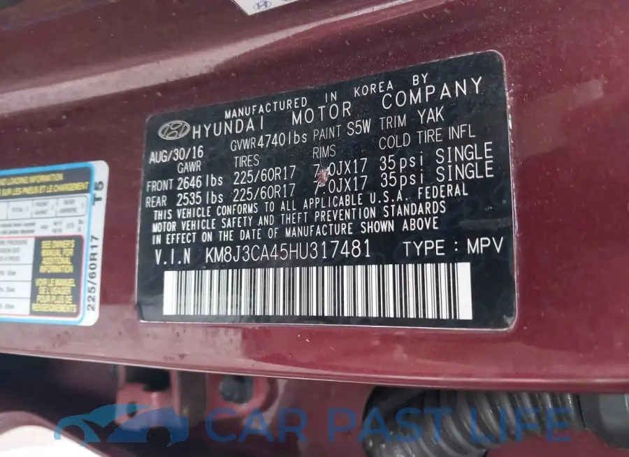 KM8J3CA45HU317481# 9