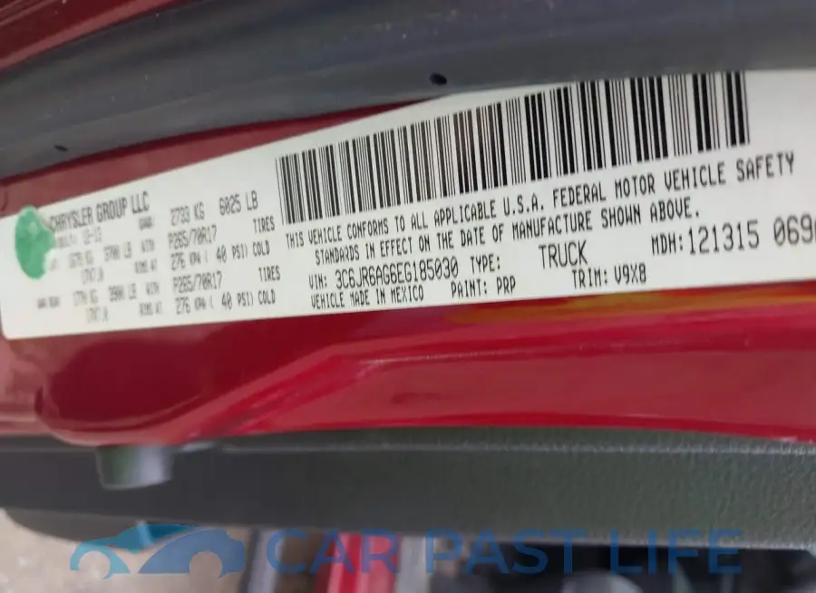 3C6JR6AG6EG185030# 9