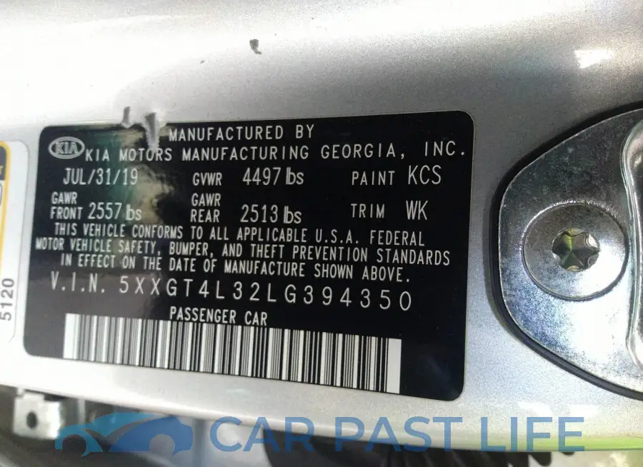 5XXGT4L32LG394350# 9