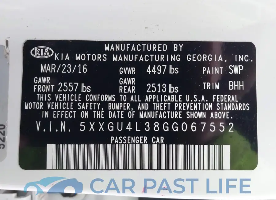 5XXGU4L38GG067552# 9