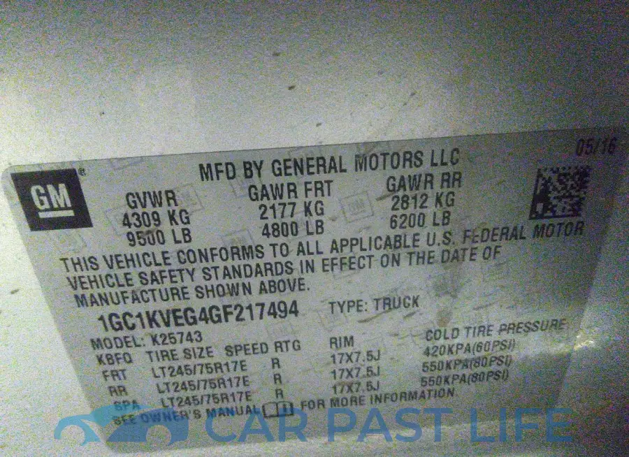 1GC1KVEG4GF217494# 9