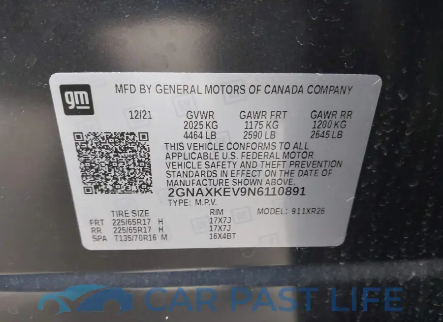 2GNAXKEV9N6110891# 9