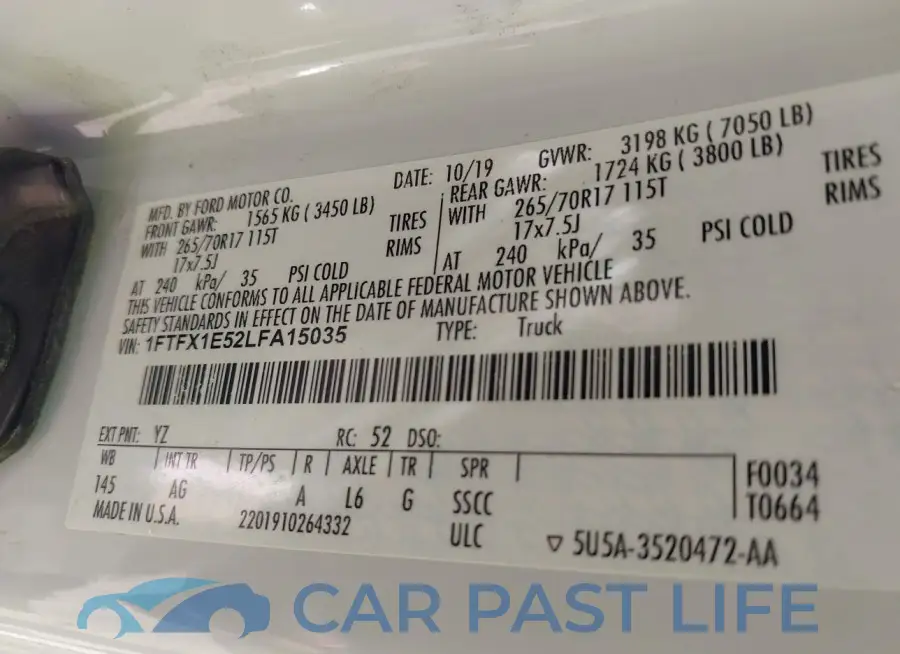 1FTFX1E52LFA15035# 9