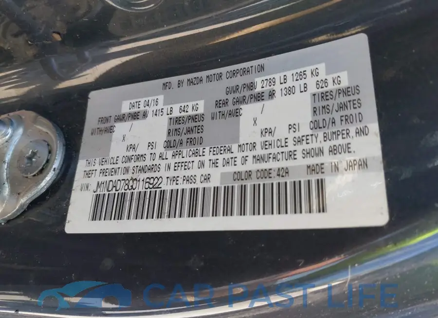 JM1NDAD78G0116922# 9