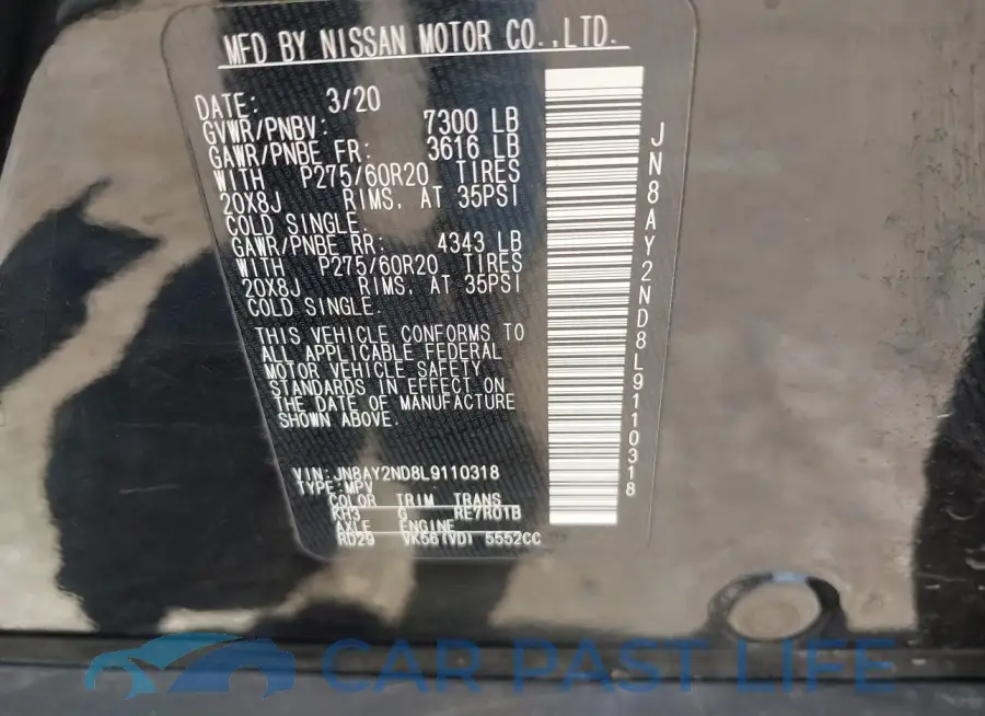 JN8AY2ND8L9110318# 9