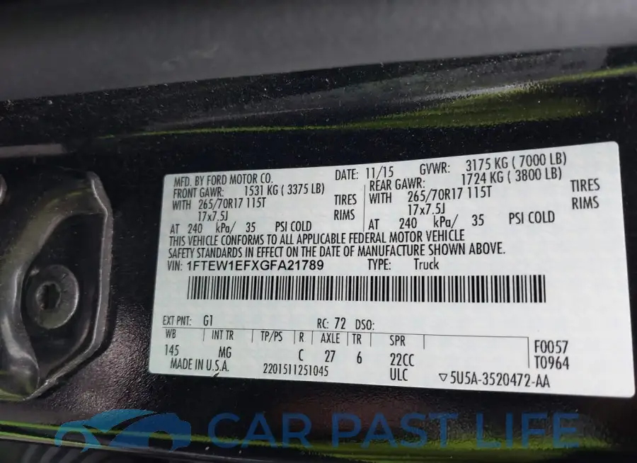 1FTEW1EFXGFA21789# 9