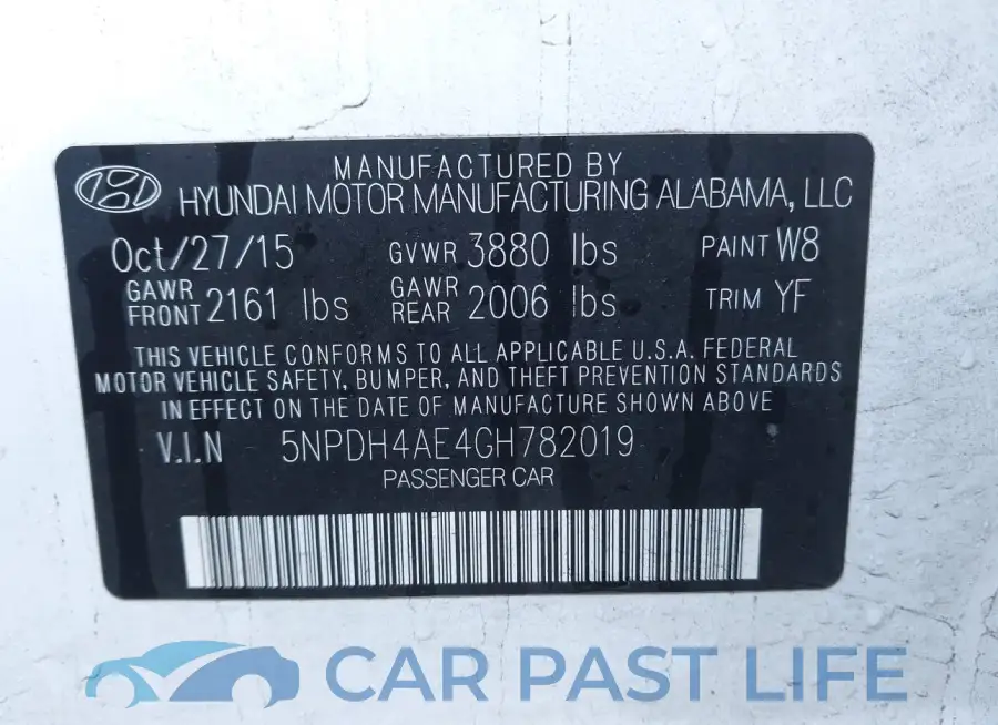 5NPDH4AE4GH782019# 9