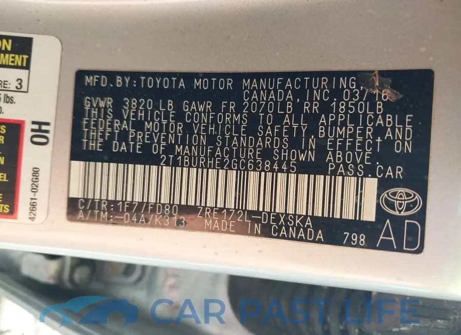 2T1BURHE2GC638445# 9