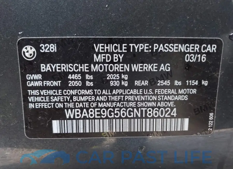 WBA8E9G56GNT86024# 9